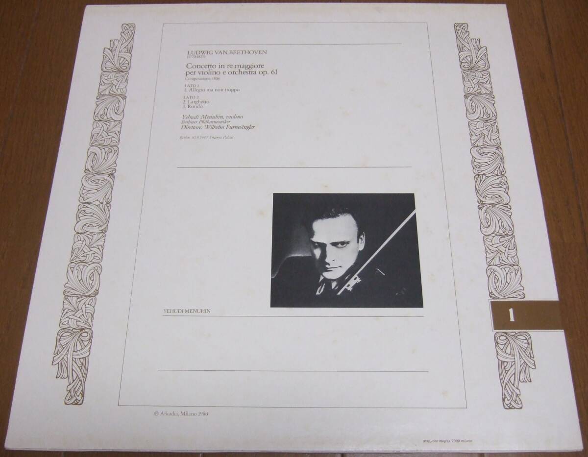LP フルトヴェングラー ベートーヴェン「ヴァイオリン協奏曲」伊FONIT CETRA盤 FE1 FE-1 1947.9.30_画像2