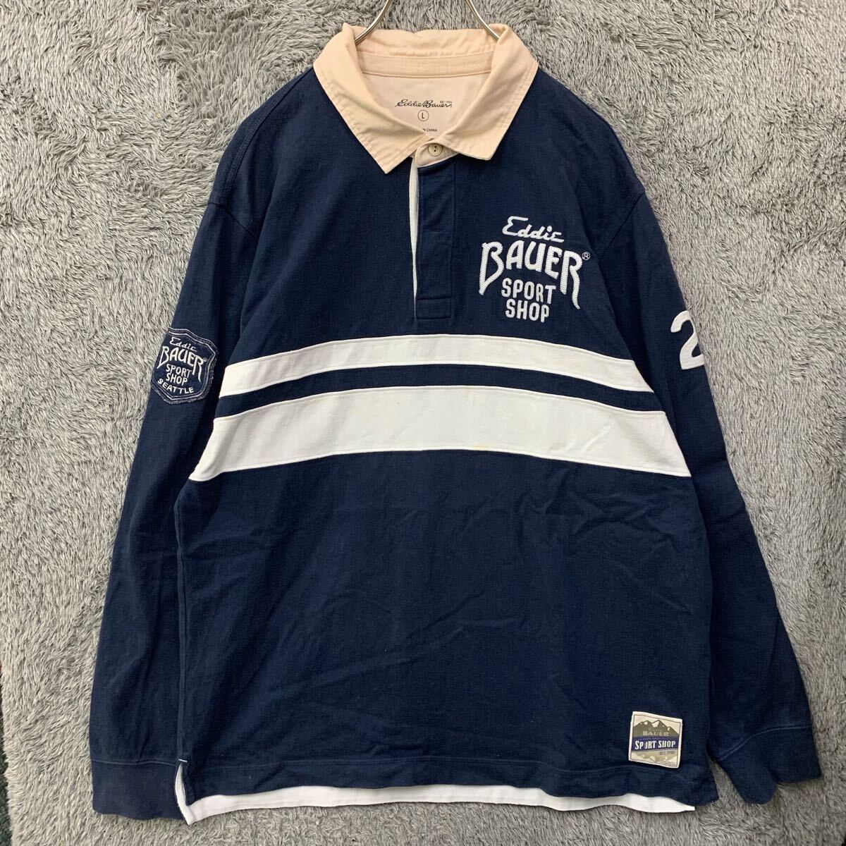 Eddie Bauer エディーバウアー ラガーシャツ 長袖ポロシャツ Eddie Bauer エディーバウアー ラガーシャツ 長袖ポロシャツ