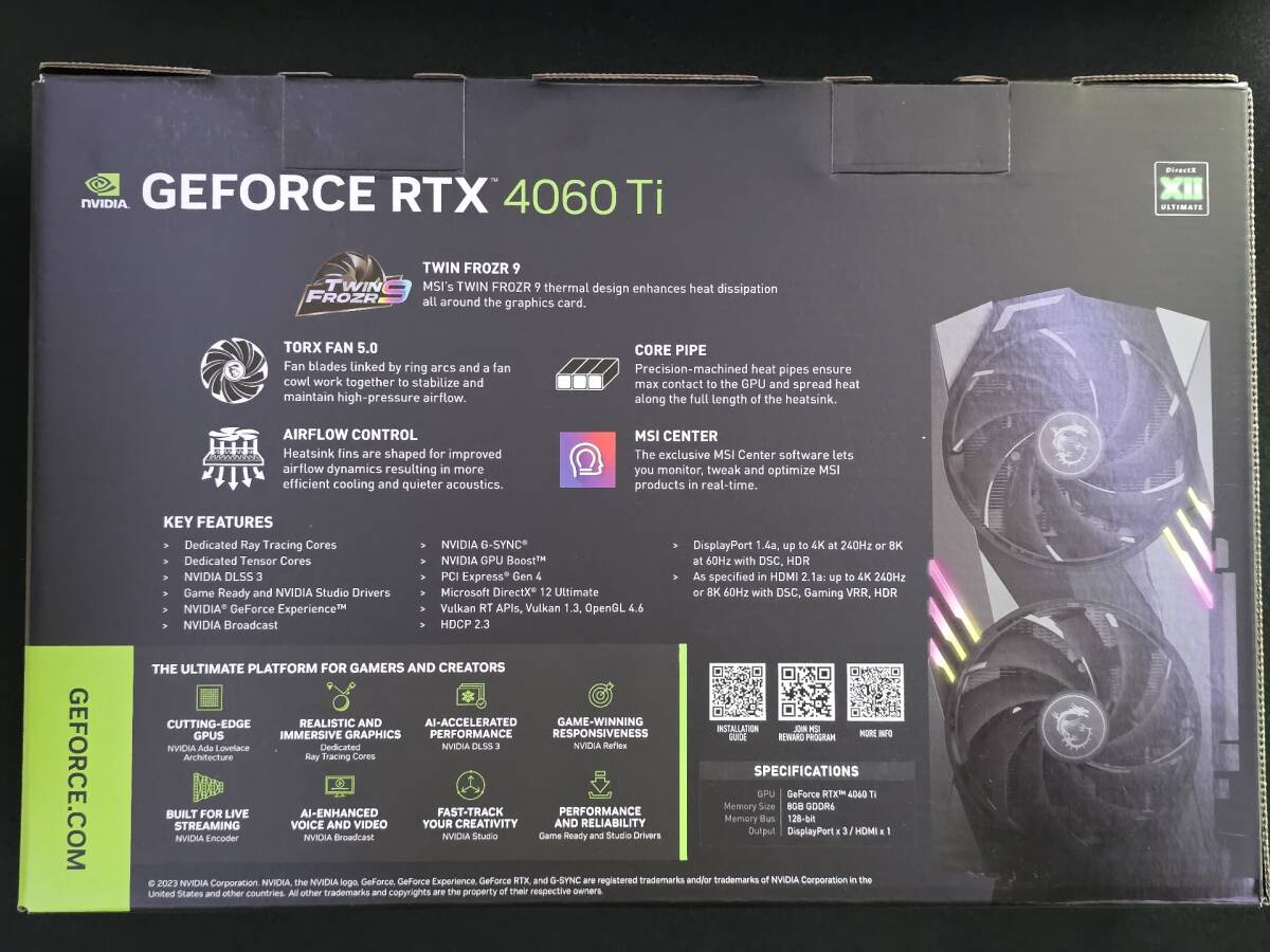  коробка только MSi Gaming X RTX 4060 Ti 8GB GDDR6