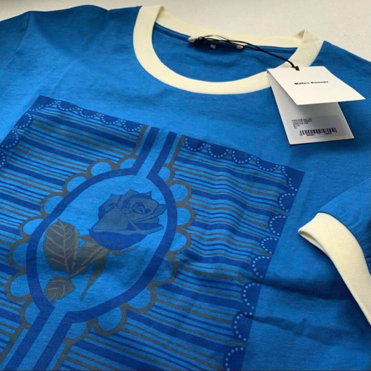  новый товар WALES BONNER way ruzbona-ESSENCE TEE BLUE графика принт Lynn ga- футболка XL мужской голубой Portugal производства бесплатная доставка 