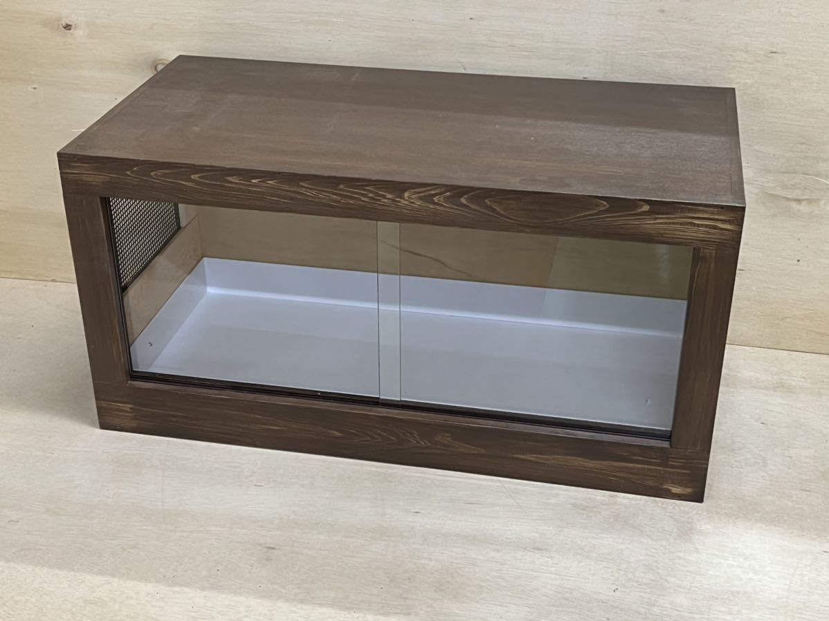 木制ケージ900×450×450　リクガメ、トカゲ、爬蟲類、小動物用　未使用　ウォルナット