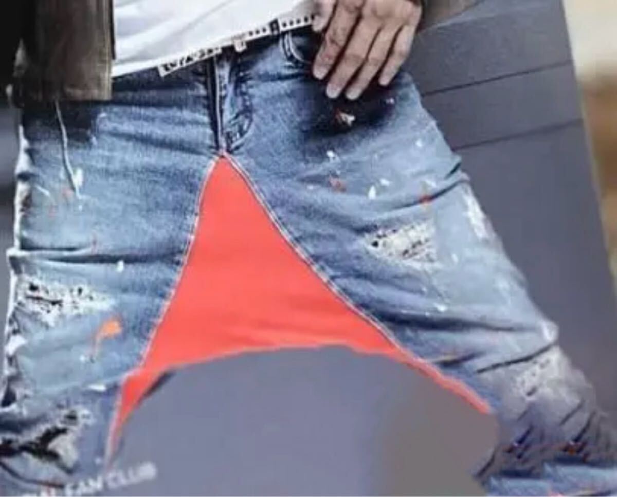 [ заказ товар ] шаровары Denim краска деформация обтягивающий осмотр GACKT джинсы Denim брюки повреждение обработка 