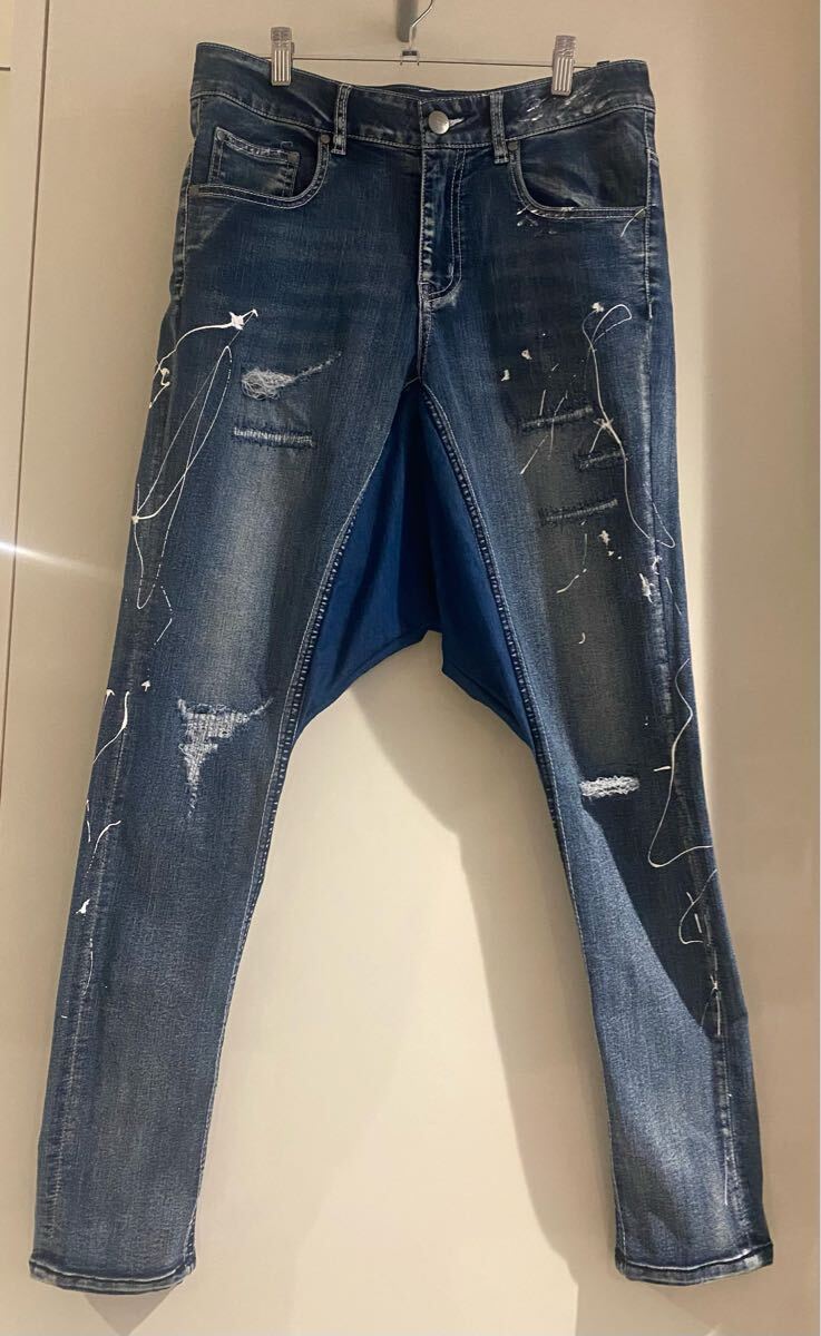 [ заказ товар ] шаровары Denim краска деформация обтягивающий осмотр GACKT джинсы Denim брюки повреждение обработка 