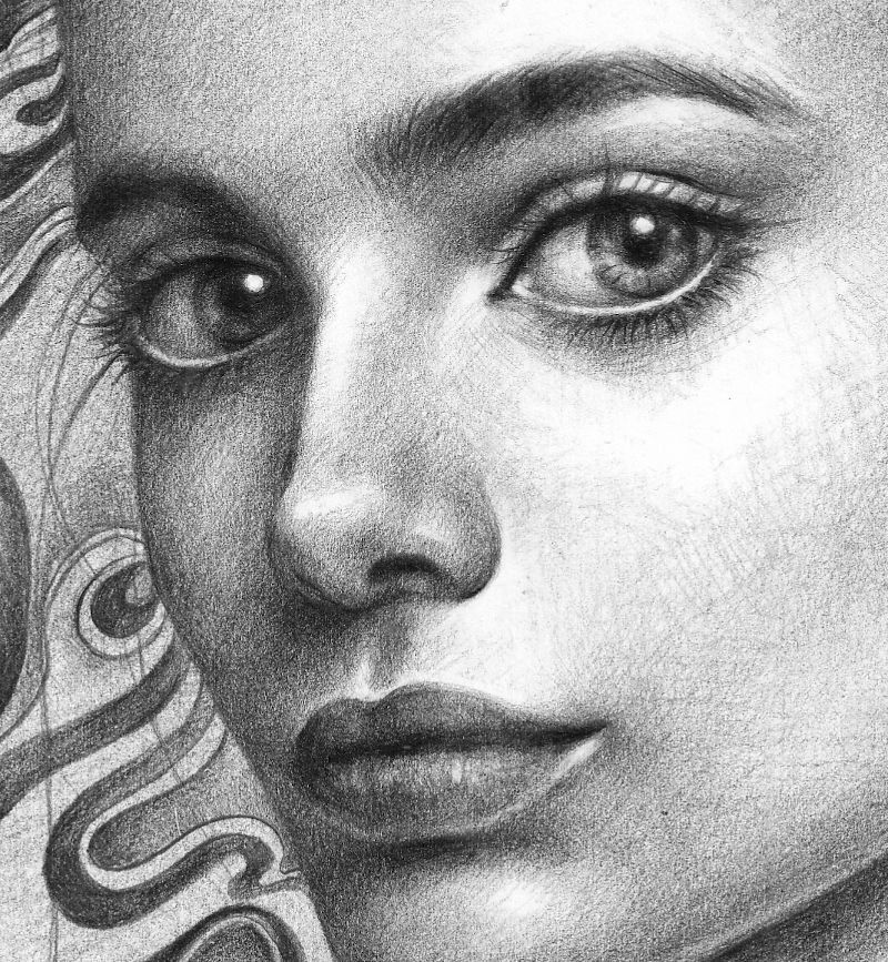 最新入荷商品一覧 | 女性の鉛筆画。原画一点物B5サイズ。 絵画