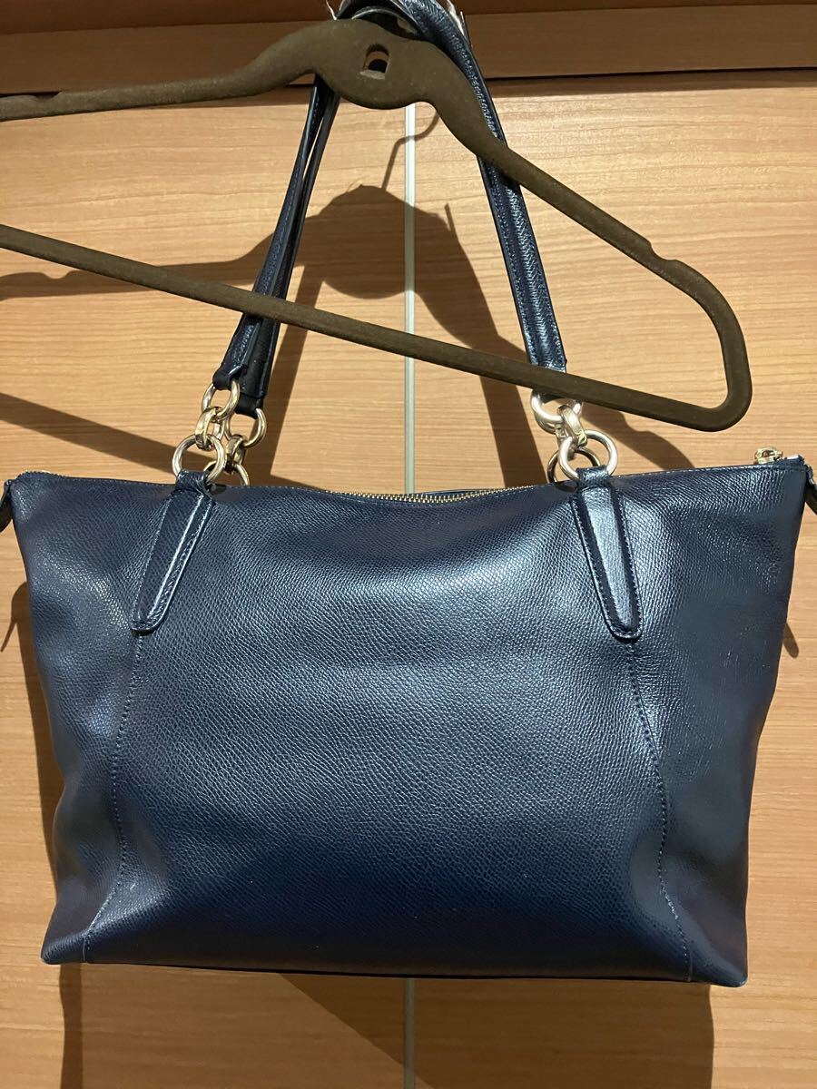 コーチ　トートバッグ　レザー　ネイビー　取手劣化有その他美品coachレディース　ビジネスワーク_画像10