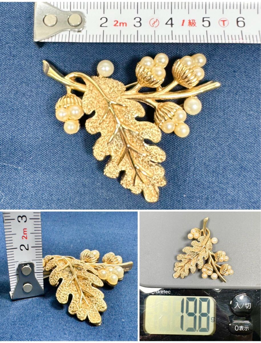 1円〜 ◇ トリファリ TRIFARI ブローチ / どんぐりの実とリーフ 1円〜 ◇ トリファリ TRIFARI ブローチ / どんぐりの実とリーフ