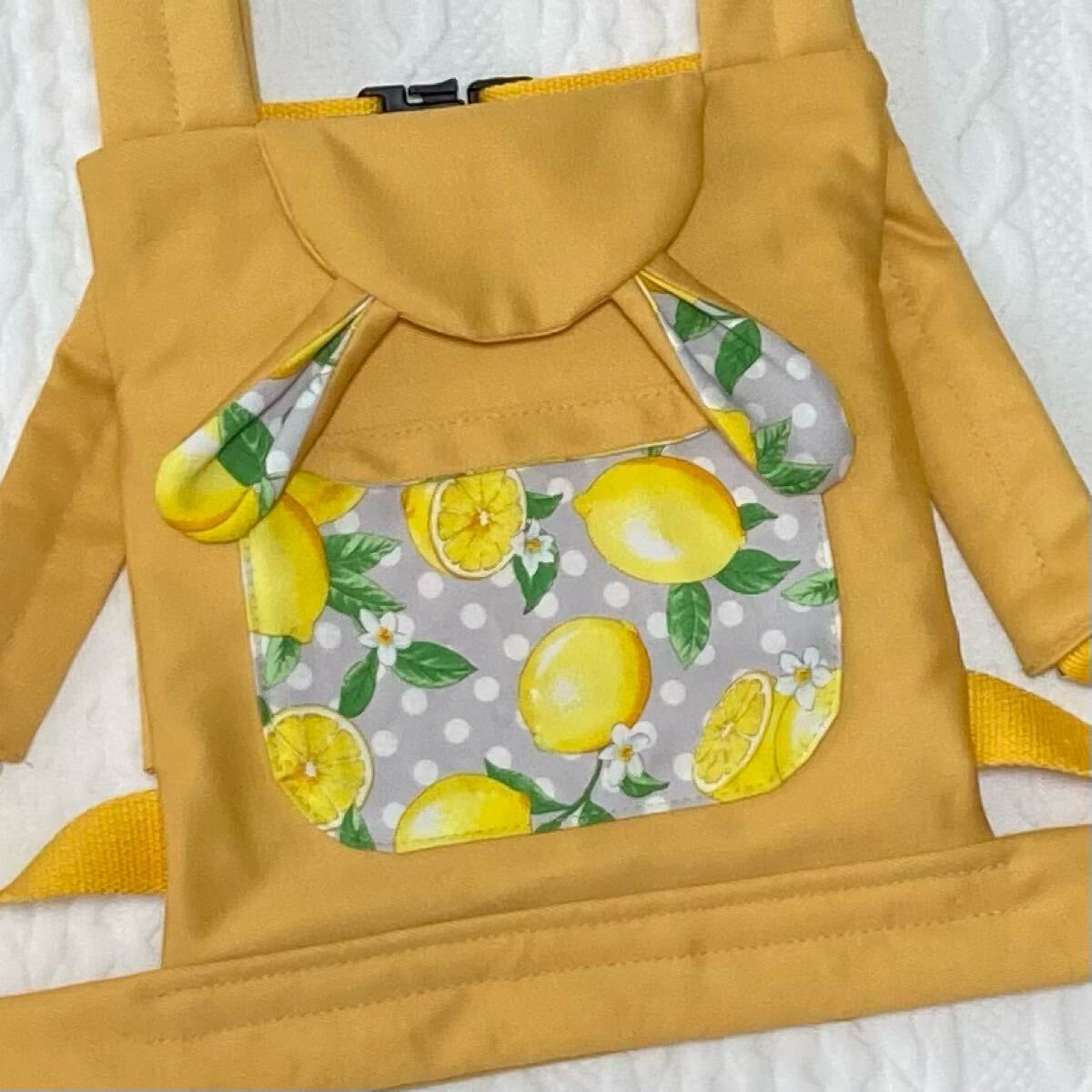 ドット レモン×イエロー うさ耳 エルゴベビー風(fēng)抱っこひも おんぶひも メルちゃん レミン ソラン ドールキャリア ハンドメイド