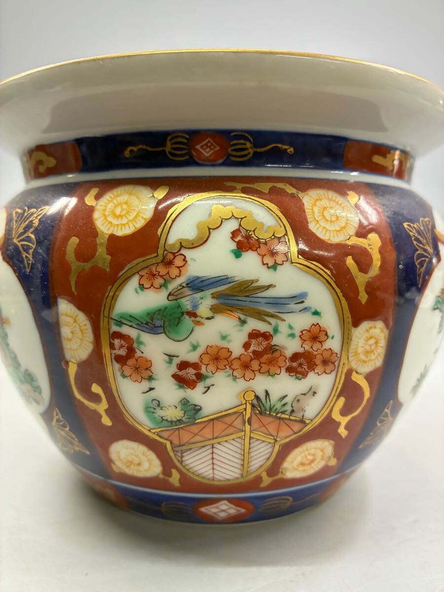 伊万里焼 GOLD IMARI ゴールド伊万里 色絵花鳥図鉢 金彩 飾壷 伊万里焼 GOLD IMARI ゴールド伊万里 色絵花鳥図鉢 金彩 飾壷