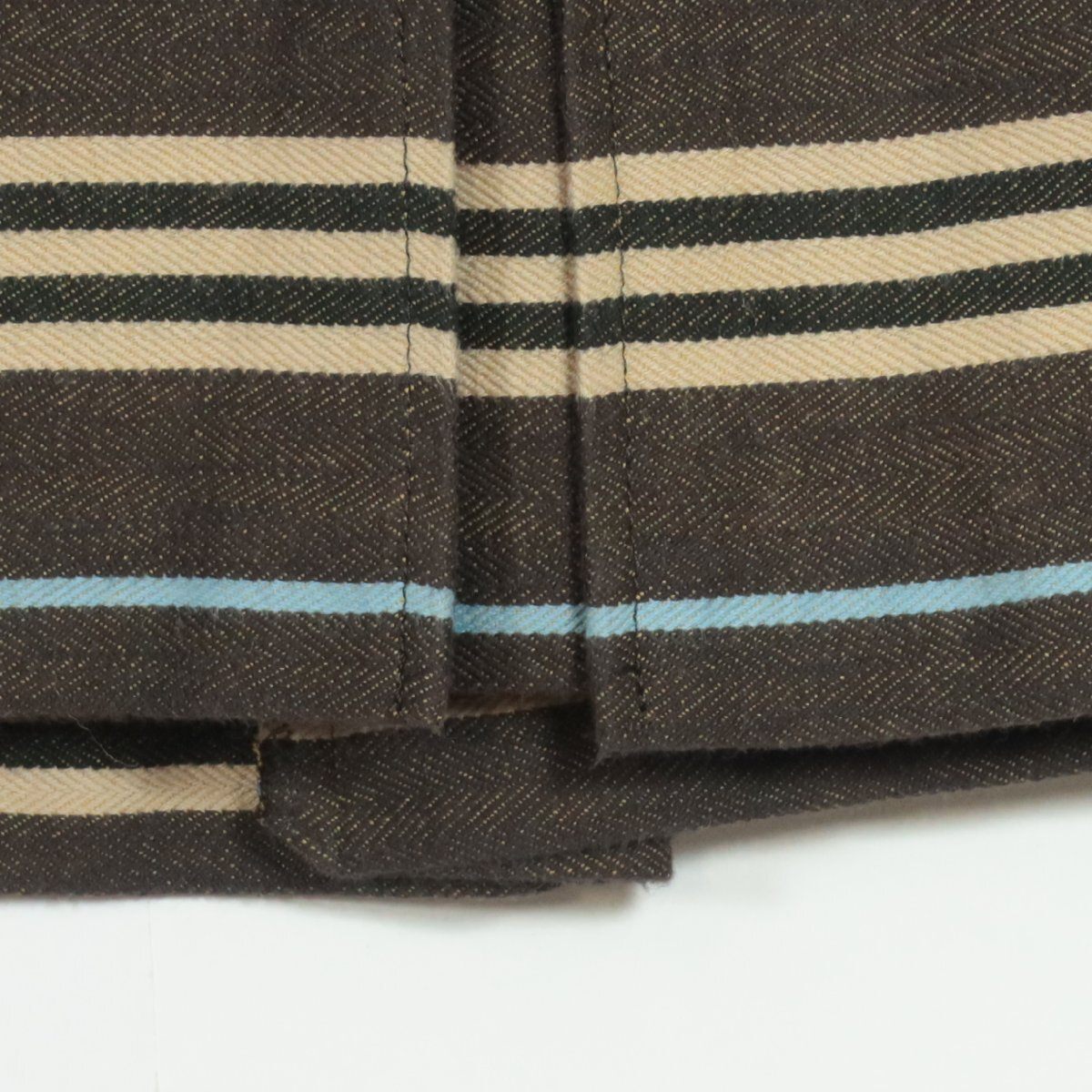 バーバリー ブルーレーベル★ボックスプリーツスカート サイズ38 茶系 おしゃれなボーダー柄 あったかウール混?z10564