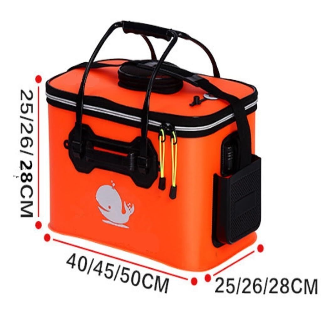 釣りバケツ EVA折りたたみ肥厚釣りバケツ、魚保護バケツ、釣り箱、漁具、活魚バケツ タックルボックス (Color : Orange， Size :