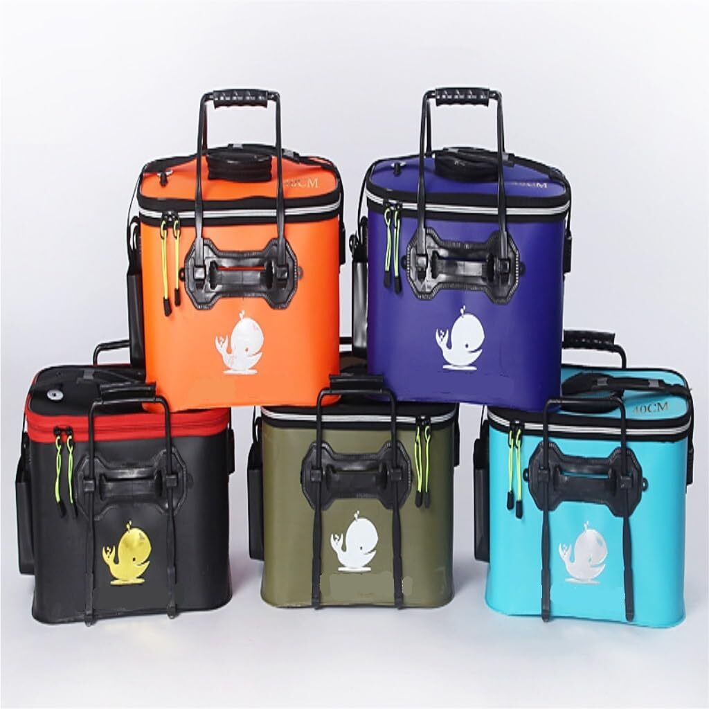 釣りバケツ EVA折りたたみ肥厚釣りバケツ、魚保護バケツ、釣り箱、漁具、活魚バケツ タックルボックス (Color : Orange， Size :