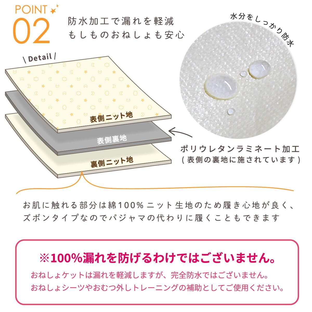  ночное мочеиспускание меры Kett брюки модель водонепроницаемой спецификации { талия 50~60cm длина 50cm} 2 листов комплект [ небо . вязаный земля хлопок 100%] месяц ..un doudou