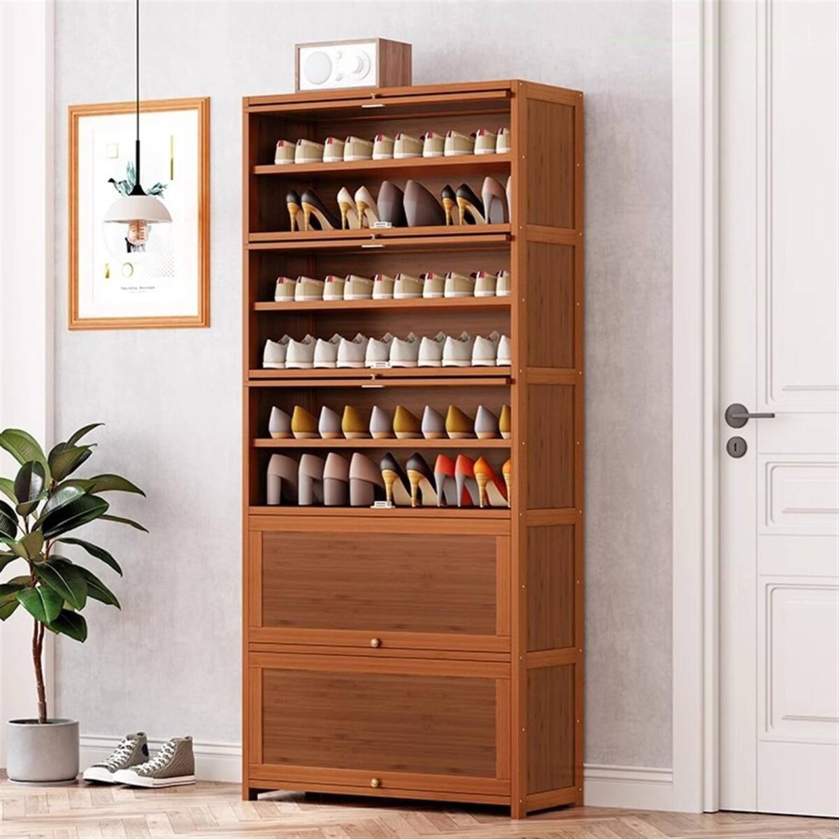 Generic 入口用の独立した靴貯蔵器、蓋付き大容量靴箱、現代靴箱/ブラウン/11層70 Cm Generic 入口用の独立した靴貯蔵器、蓋付き大容量靴箱、現代靴箱