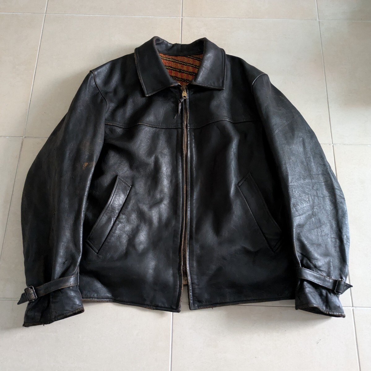 60s フランス　フレンチヴィンテージ　レザージャケット　ヴィンテージ　ELLES　YA6