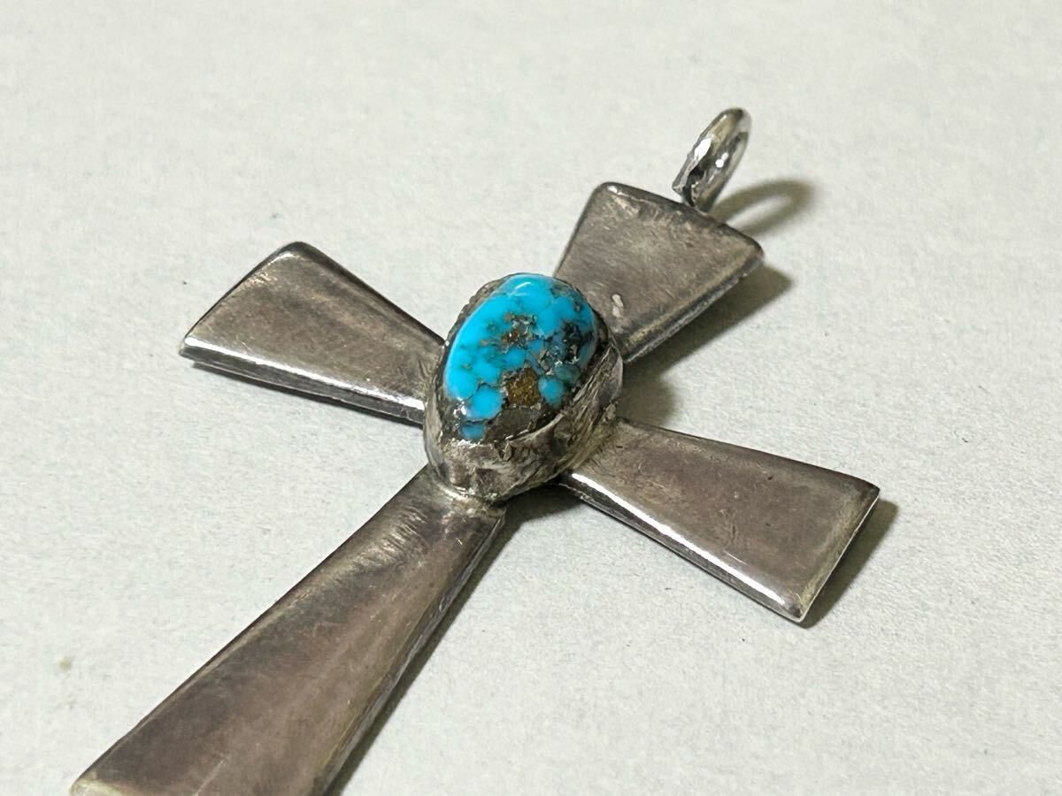  серебряный подвеска с цепью 925 Vintage бирюзовый индеец античный очарование Vintage 