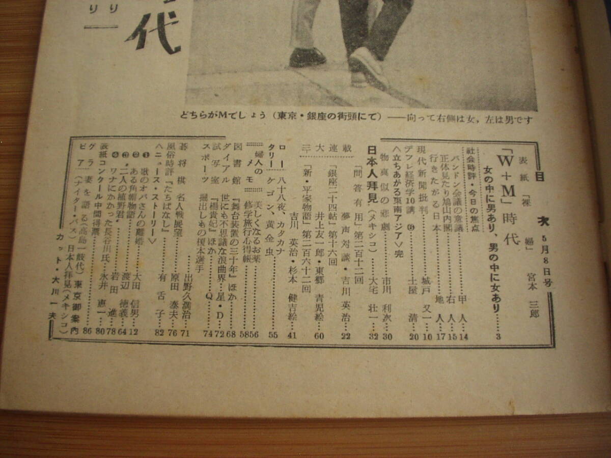 週刊朝日 昭和30年5月8日 松田トシ 高島一岐代 東京寶冢劇場 ナイターバス ミュージック?ホール 美容法?紙ヤスリ療法