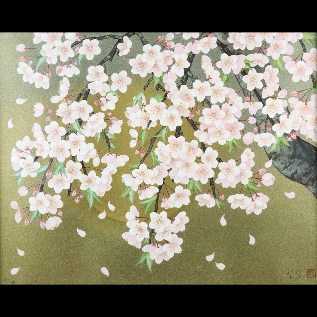 ○真作保証 森田りえ子 「枝垂れ桜」 リトグラフ 87/88 直筆 ○真作保証 森田りえ子 「枝垂れ桜」 リトグラフ 87/88 直筆