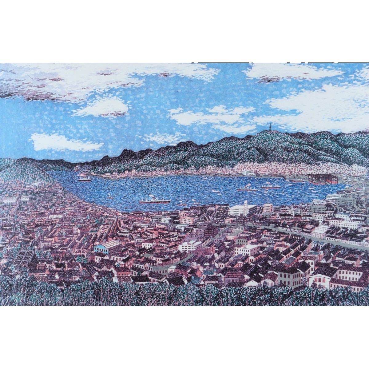 ○真作保証 山下清 「長崎風景」 リトグラフ 227/300 スタンプ ○真作保証 山下清 「長崎風景」 リトグラフ 227/300 スタンプ