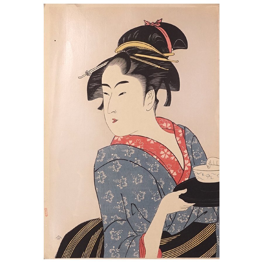 ∇花∇【喜多川歌麿】作 浮世絵木版画 大判錦絵「難波屋おきた ∇花∇【喜多川歌麿】作 浮世絵木版画 大判錦絵「難波屋おきた