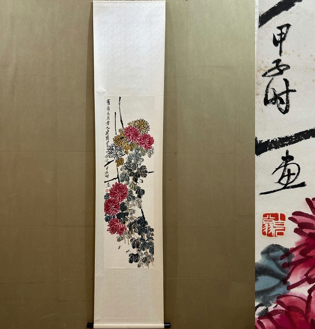 ▽渡鶴羽▽A5082中国古書道◇斉白石 花卉 掛け軸 書画立軸 水墨 ▽渡鶴羽▽A5082中国古書道◇斉白石 花卉 掛け軸 書画立軸 水墨
