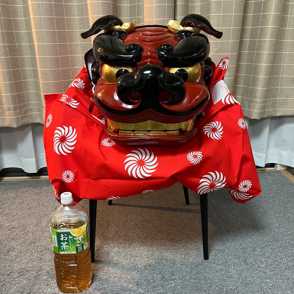 大ぶり】獅子舞 獅子頭 木彫 魔除け 祭 置物 古美術 神楽(和風 大ぶり】獅子舞 獅子頭 木彫 魔除け 祭 置物 古美術 神楽(和風