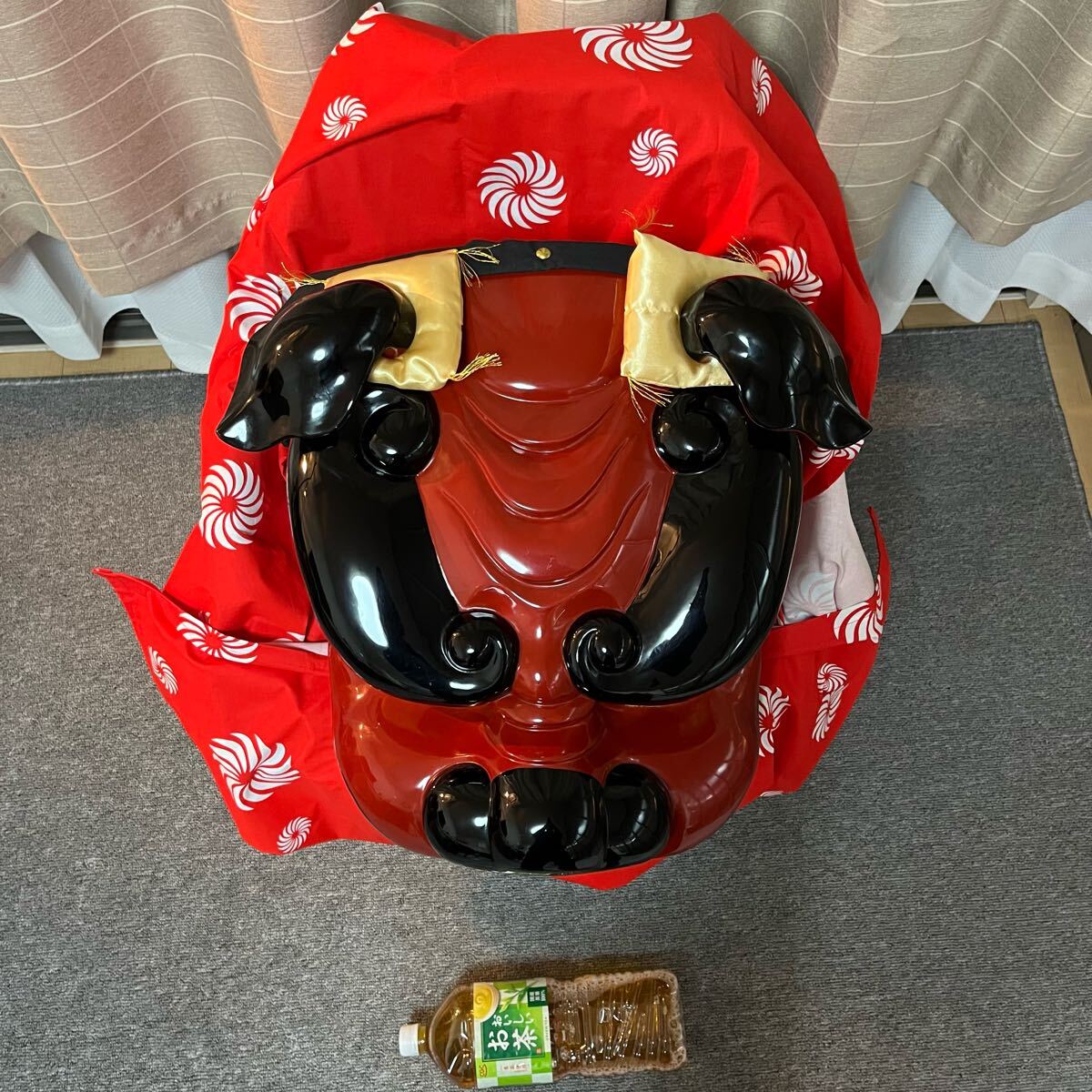 大ぶり】獅子舞 獅子頭 木彫 魔除け 祭 置物 古美術 神楽(和風 大ぶり】獅子舞 獅子頭 木彫 魔除け 祭 置物 古美術 神楽(和風