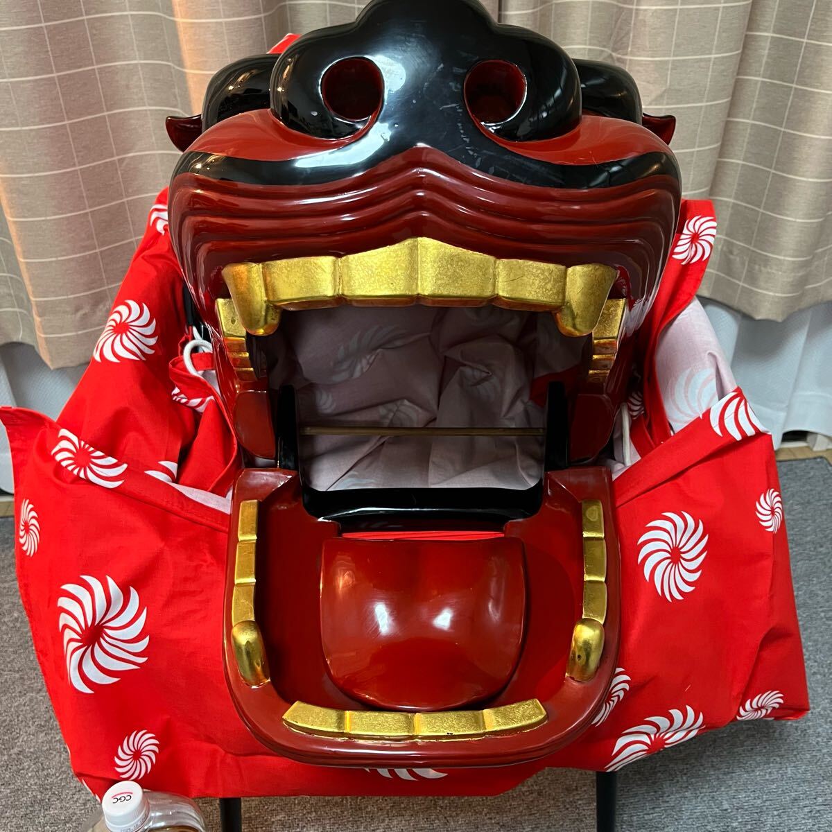 大ぶり】獅子舞 獅子頭 木彫 魔除け 祭 置物 古美術 神楽(和風 大ぶり】獅子舞 獅子頭 木彫 魔除け 祭 置物 古美術 神楽(和風