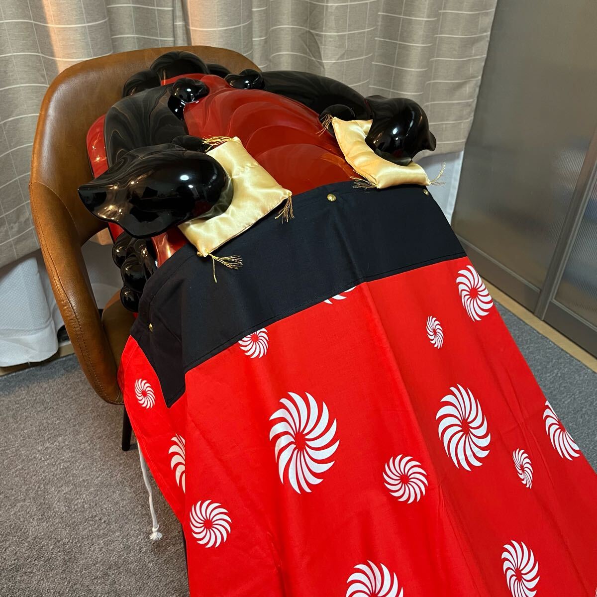 大ぶり】獅子舞 獅子頭 木彫 魔除け 祭 置物 古美術 神楽(和風 大ぶり】獅子舞 獅子頭 木彫 魔除け 祭 置物 古美術 神楽(和風