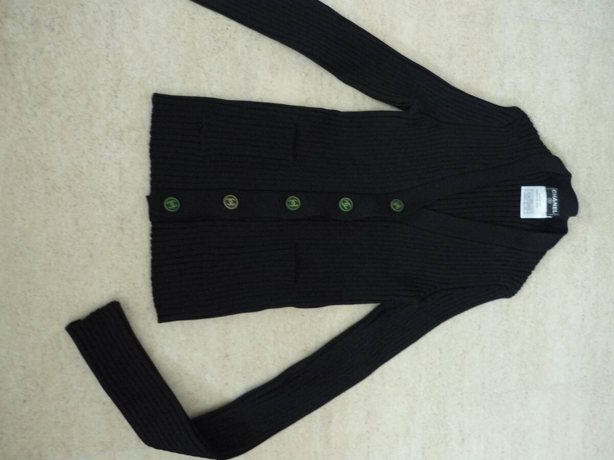 シャネル　CHANEL ?。茫氓蕞`クボタンリブニットカーディガン?ブラック