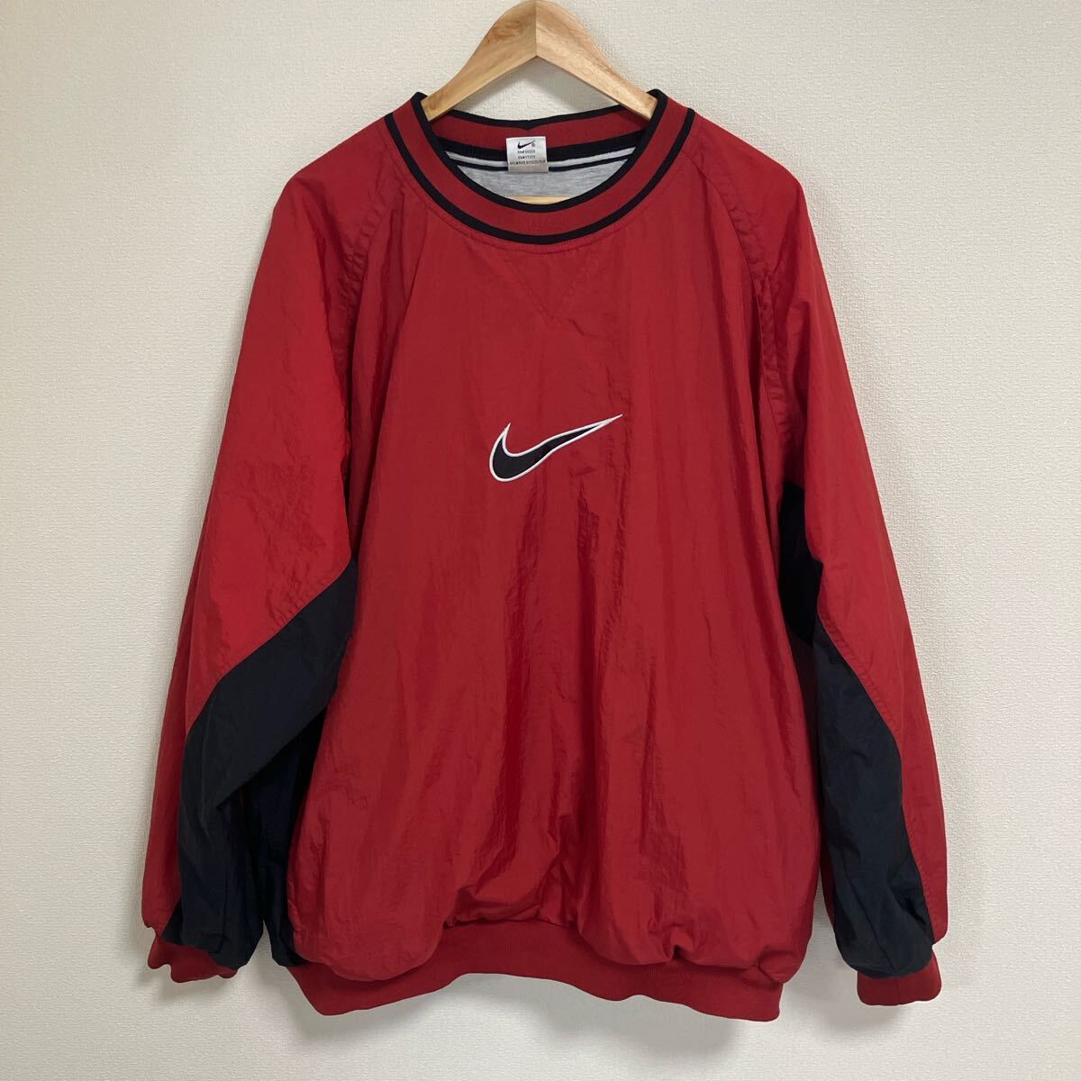 90年代 NIKE ナイキ プルオーバー ナイロンジャケット XXL レッド×ブラック