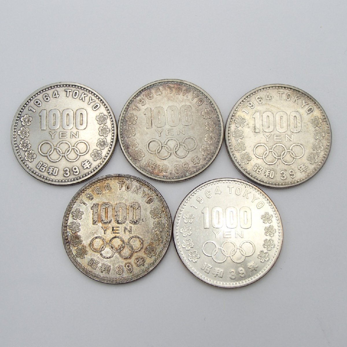 ☆東京オリンピック1000円硬貨 計5枚 1964年 昭和39年 / 古銭 ☆東京オリンピック1000円硬貨 計5枚 1964年 昭和39年 / 古銭
