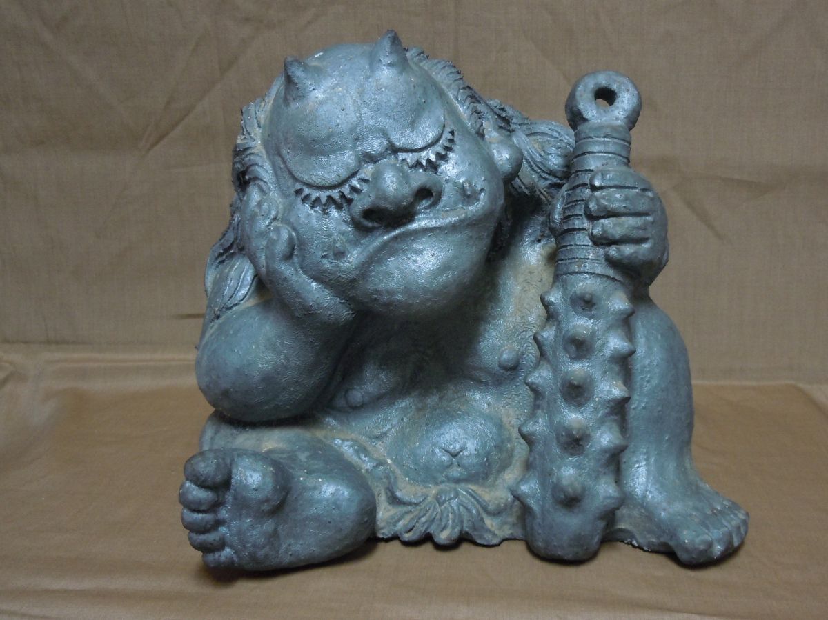 草】安田焼き 鬼の置物 縁起物 魔除け 厄除け 鬼瓦工房 瓦焼き 草】安田焼き 鬼の置物 縁起物 魔除け 厄除け 鬼瓦工房 瓦焼き