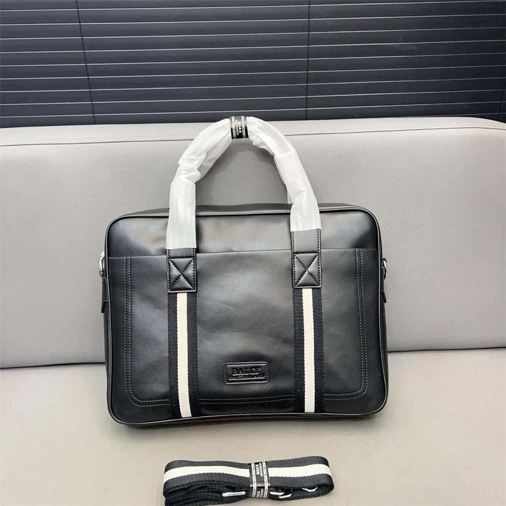 Bally バリー ブリーフケース メンズ 紳士 ビジネスバッグ 黒 2WAY ロゴ レザー 鞄 通勤