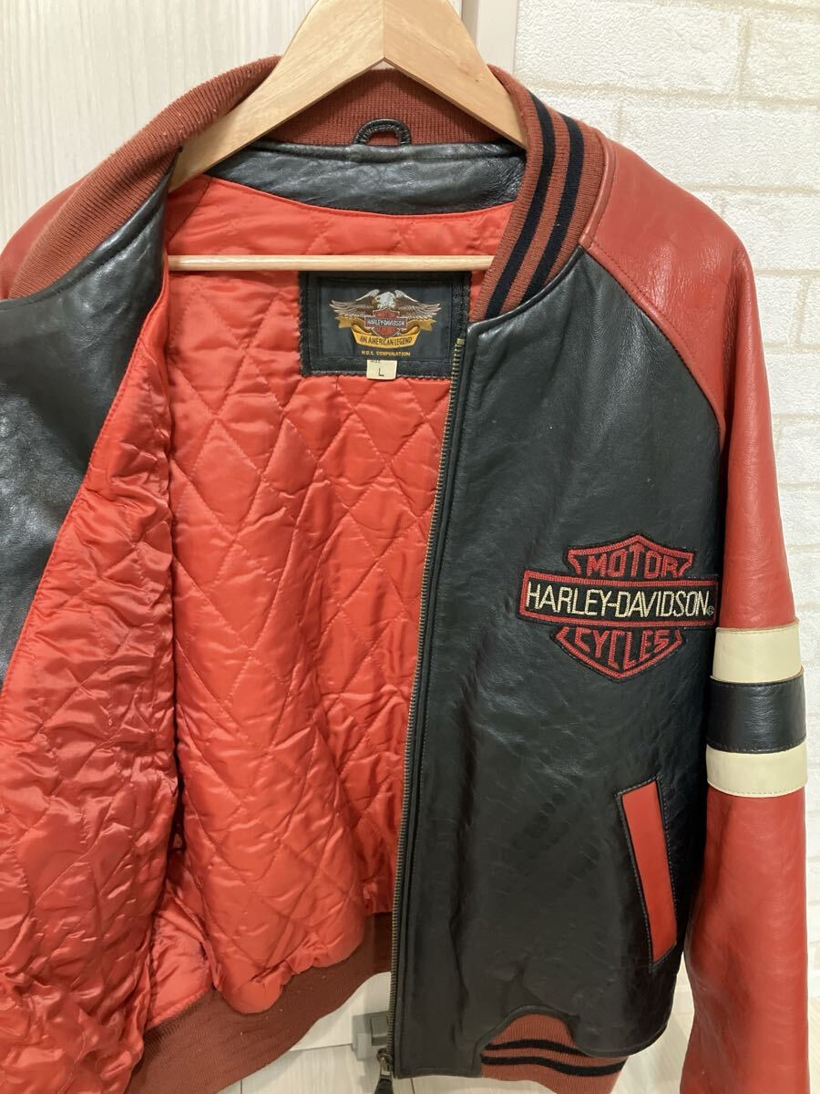 Harley-Davidson vintage スタジャン 羊革 赤黒レザー レザー Harley-Davidson vintage スタジャン 羊革 赤黒レザー レザー