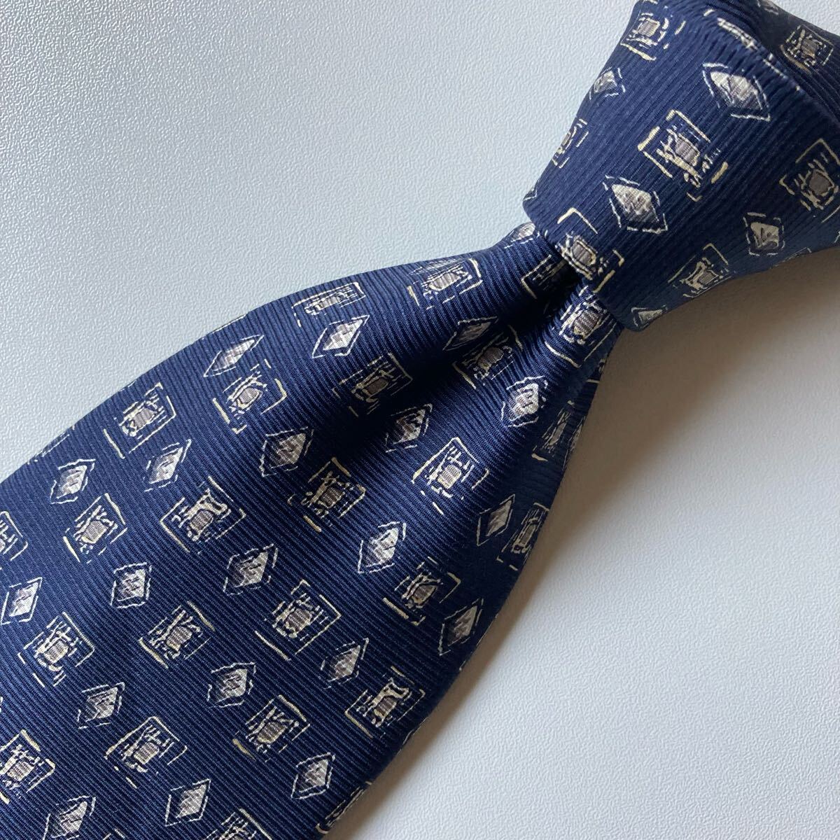 ネクタイ Gianfranco Toscani 絹　ネイビー　美品　ビジネス　即決_画像8