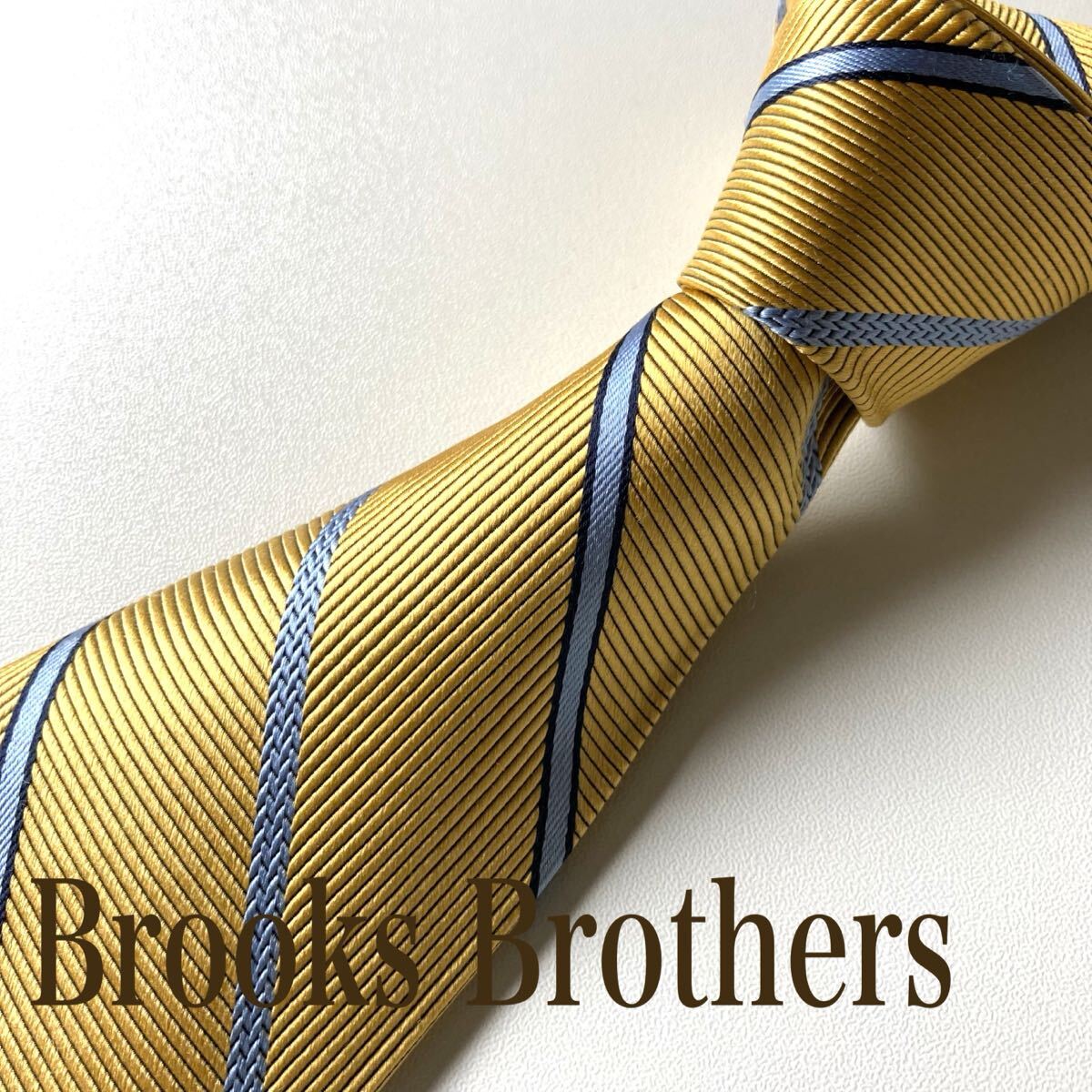 ネクタイ Brooks Brothers レジメンタル柄 ゴールド SILK USA製 ネクタイ Brooks Brothers レジメンタル柄 ゴールド SILK USA製