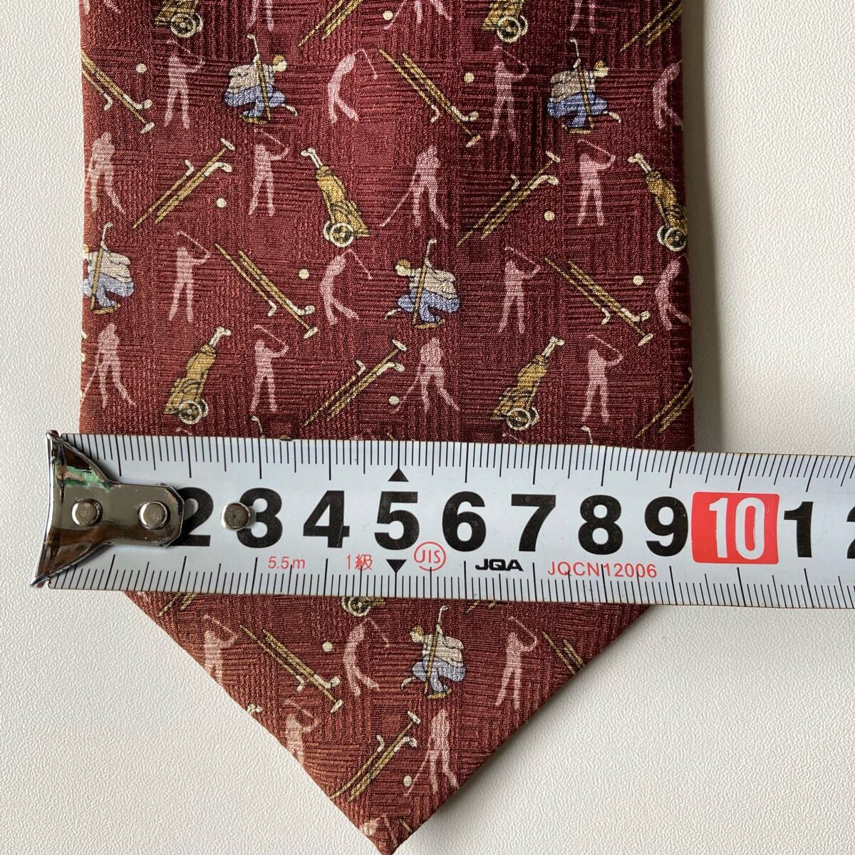 ネクタイ ロベルタバルディーニ SILK ゴルフ 総柄 えんじ色 ゴルフ好き ビジネス オシャレ 個性的 即決_画像8