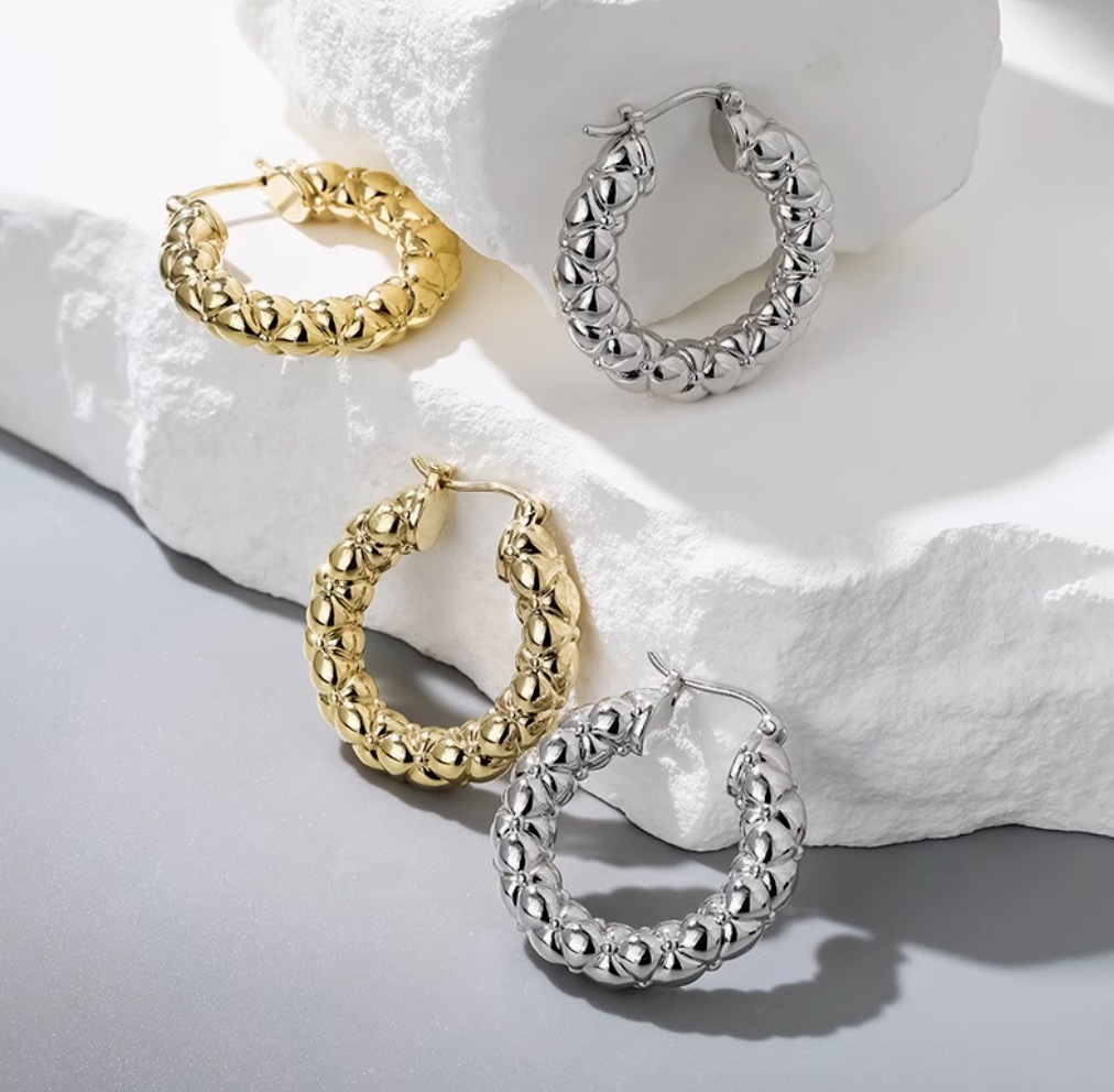 K18YG WG イエローゴールド ホワイトゴールド 18K フープピアス K18YG WG イエローゴールド ホワイトゴールド 18K フープピアス