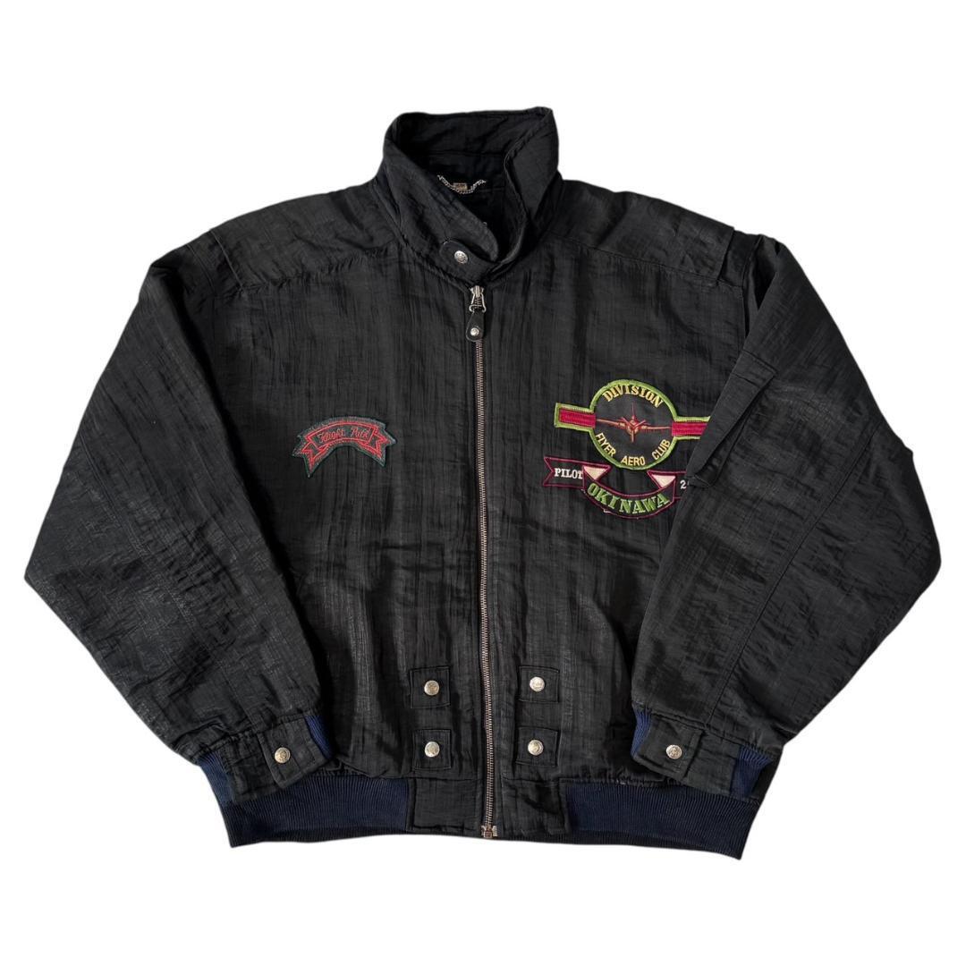 90s ナイロン フライトジャケット ワッペン ミリタリー ブラック 90s ナイロン フライトジャケット ワッペン ミリタリー ブラック