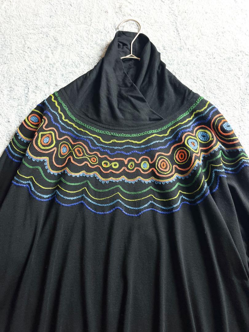 TOKUKO 1er VOL】刺繍 ショールカラージャージーカットソー 9 黒 TOKUKO 1er VOL】刺繍 ショールカラージャージーカットソー 9 黒
