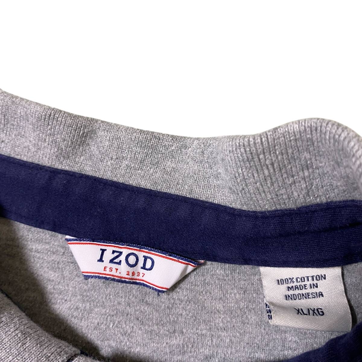 アメリカ古著　IZOD　半袖　ポロシャツ　無地　ブランク　US古著　グレー　XLサイズ　コットン　【I1654】
