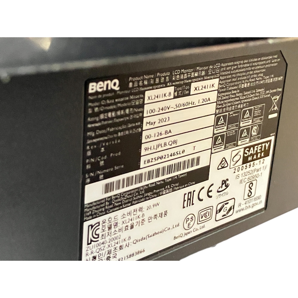 BENQ ZOWIE ゲーミングモニター XL2411K-B 2023年製 24インチ BENQ ZOWIE ゲーミングモニター XL2411K-B 2023年製 24インチ