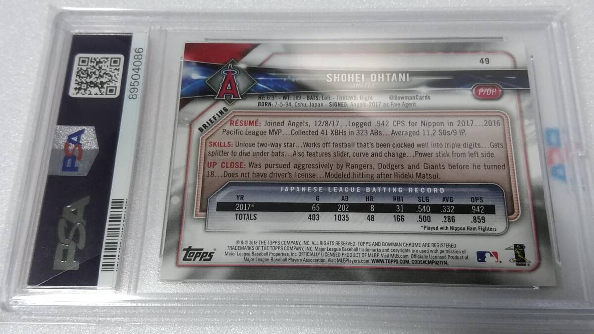 1円~☆PSA10 3枚のみ 50枚限定 大谷翔平 RC☆2018 Bowman #49 1円~☆PSA10 3枚のみ 50枚限定 大谷翔平 RC☆2018 Bowman #49