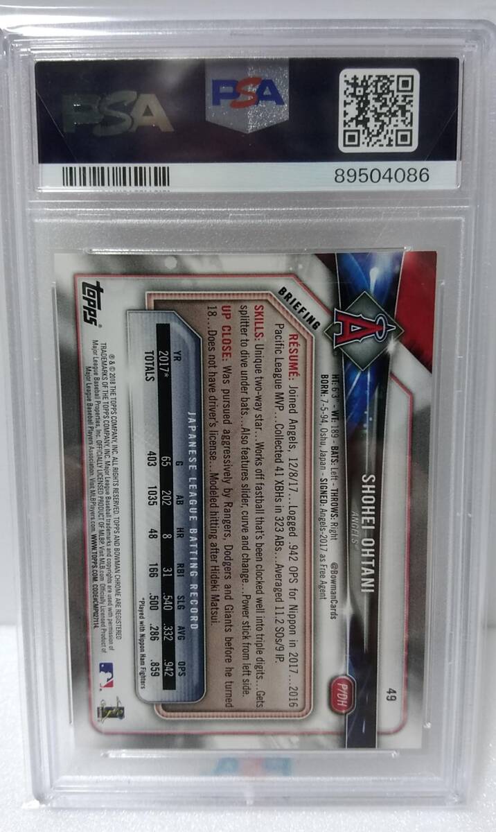 1円~☆PSA10 3枚のみ 50枚限定 大谷翔平 RC☆2018 Bowman #49 1円~☆PSA10 3枚のみ 50枚限定 大谷翔平 RC☆2018 Bowman #49