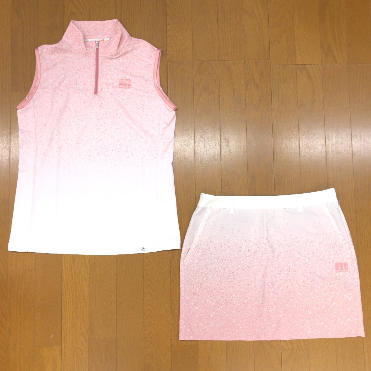 美品 22SS MUNSINGWEAR マンシングウェア 総定価29,920円 ゴルフウェア 上下セットアップ LL/15(2XL) シャツ スカート ゆったり 大きい