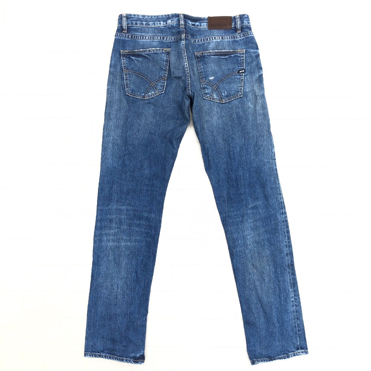●伊制 GAS ガス 定価24,200円 ノートンキャロット USED加工 ストレッチ デニムパンツ 33 w88 インディゴ ジーンズ セルビッチ 赤耳 メンズ