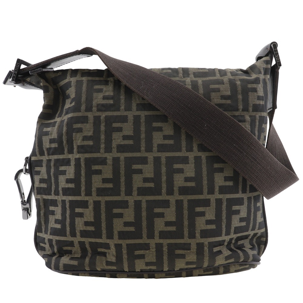 FENDI フェンディ ズッカ ワンショルダー ショルダーバッグ ナイロンキャンバス 茶 レディース【I120725041】中古