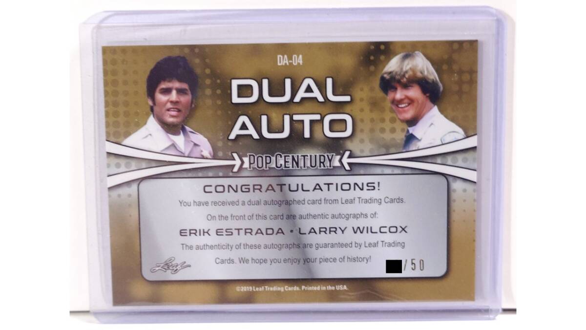 Erick Estrada/Larry Wilcox】2019 LEAF POP CENTURY DUAL直筆 Erick Estrada/Larry Wilcox】2019 LEAF POP CENTURY DUAL直筆