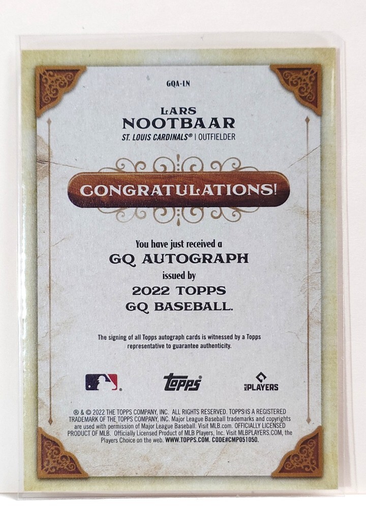 ヌートバー/Lars Nootbaar】2022 TOPPS GYPSY QUEEN 直筆サイン ヌートバー/Lars Nootbaar】2022 TOPPS GYPSY QUEEN 直筆サイン
