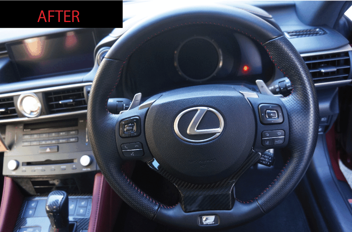 レクサス NX/IS/RC/CT専用 ドライカーボン製 ステアリングカバー_画像2